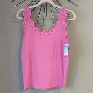XXL Fresh Produce Tropical Punch Pink Cami Lace Tank Ribbed Nwt